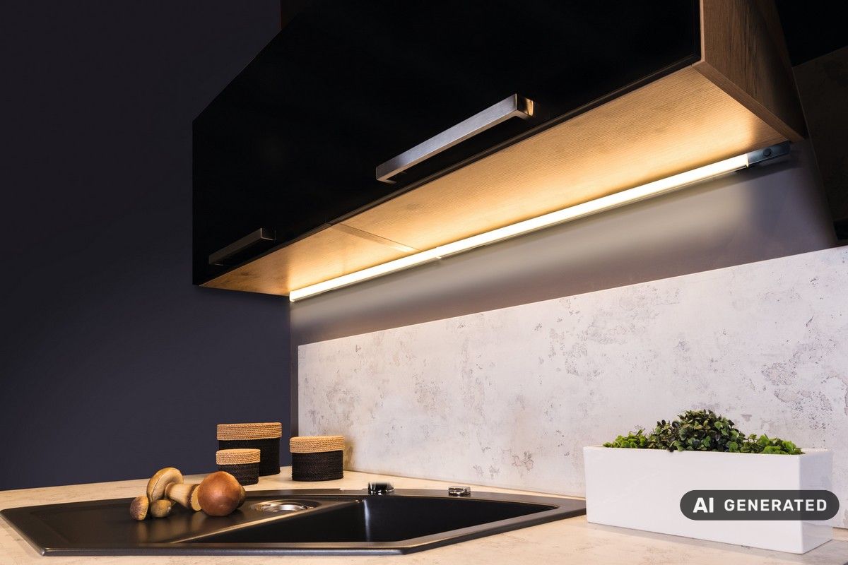 HEITRONIC - LED Unterbauleuchte MICANO 13 Watt starr 1125x18x9mm 3000K dimmbar 24V DC Montageclips Schraube und Endkappe beiliegend