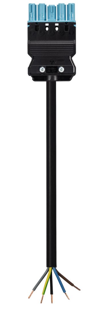 Wieland Anschlusskabel Buchse GST18I5S schwarz 1 m 5x1,5 qmm L1/D1/D2 offenes Ende