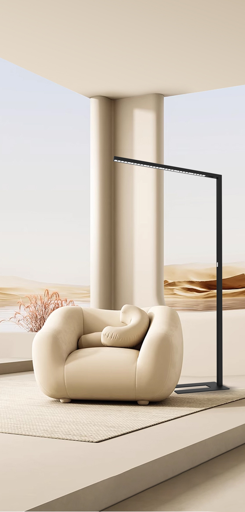 Larsen Linear Stehleuchte direkt indirekt 4000 Kelvin neutralweiß 60 Watt 7500 Lumen dimmbar BAP UGR