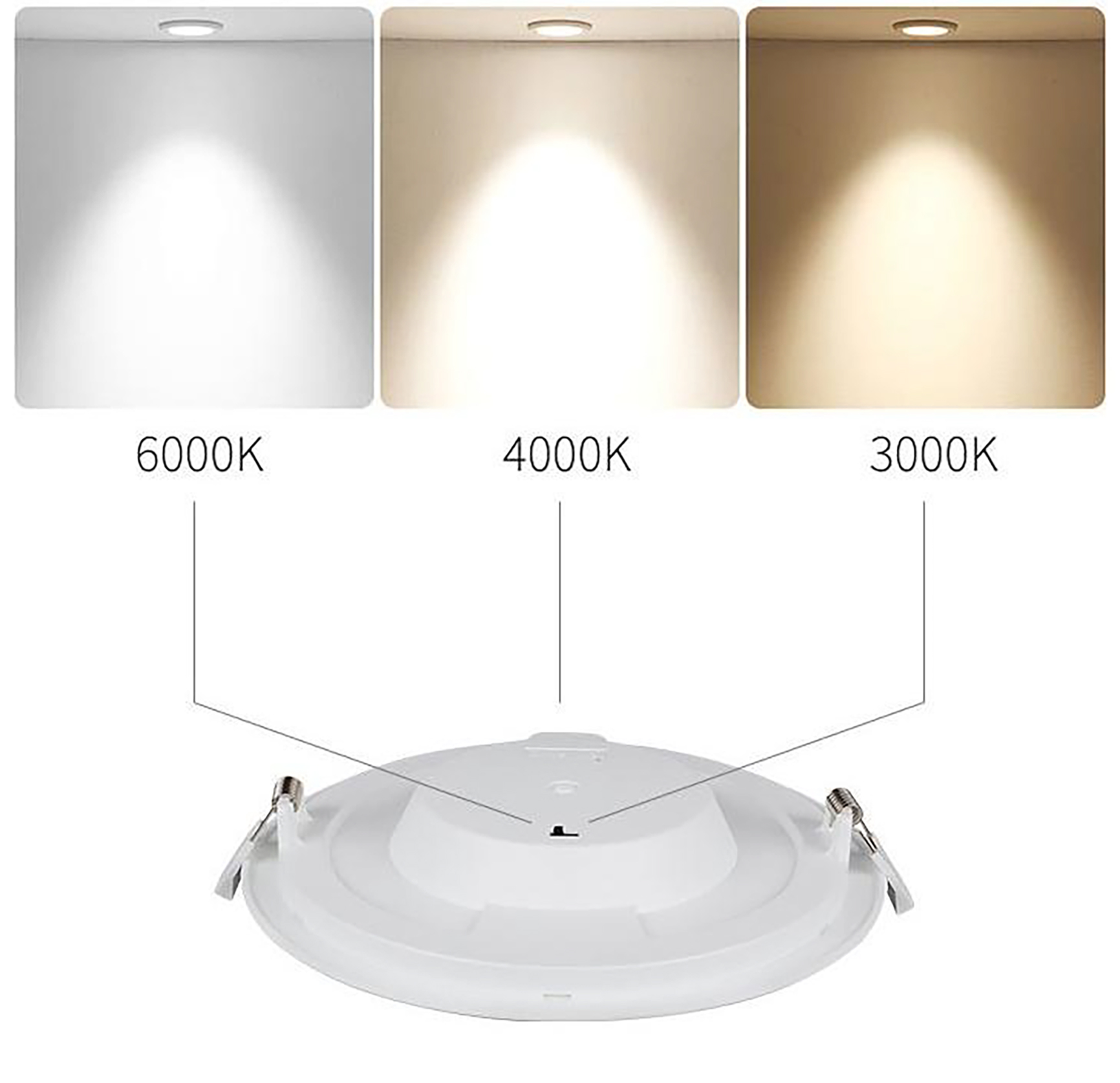 HEITRONIC - LED Einbaudownlight LE MANS kreisförmig 18 Watt 220x32 mm 3000/4000/6000 Kelvin IP44 dimmbar
